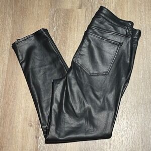 ANN TAYLOR Faux Leather‎ Pants Black High Waisted Skinny Leggings Casual EUC